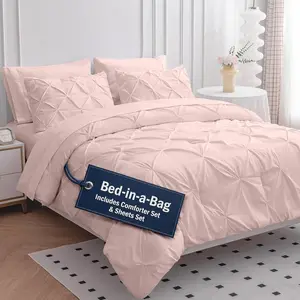 Twin Comforter Set 5 Piece - Ultra-Soft Microfiber Bed in a Bag - All Season Bedding with Comforter, Sheets, Pillowcase & Sham - Soft Warm Easy Care Twin Bed Sets Sepia Rose