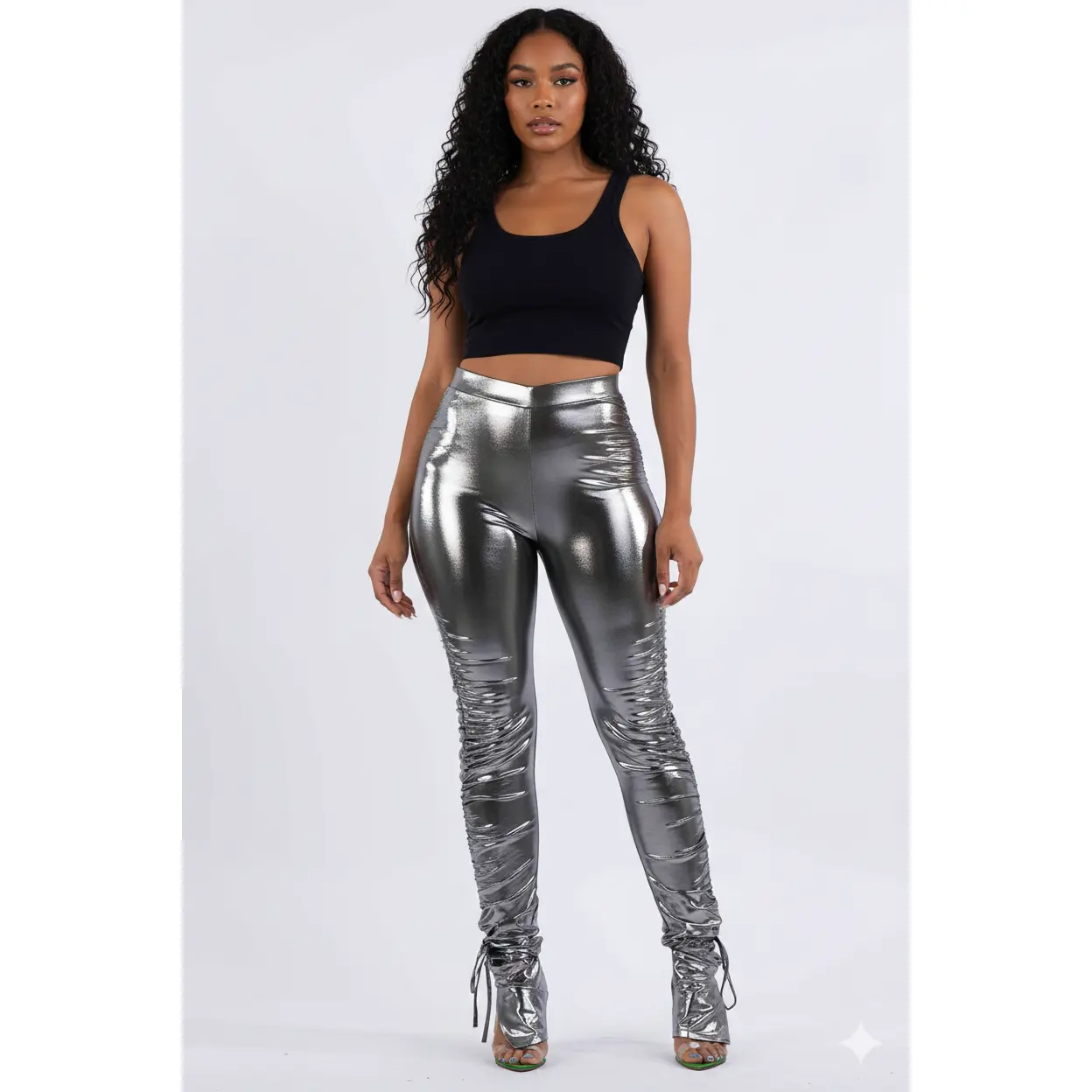 Metallic Ruched Leggings
