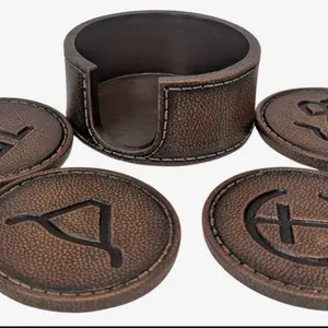 Leather Coasters set of 4 with Holder