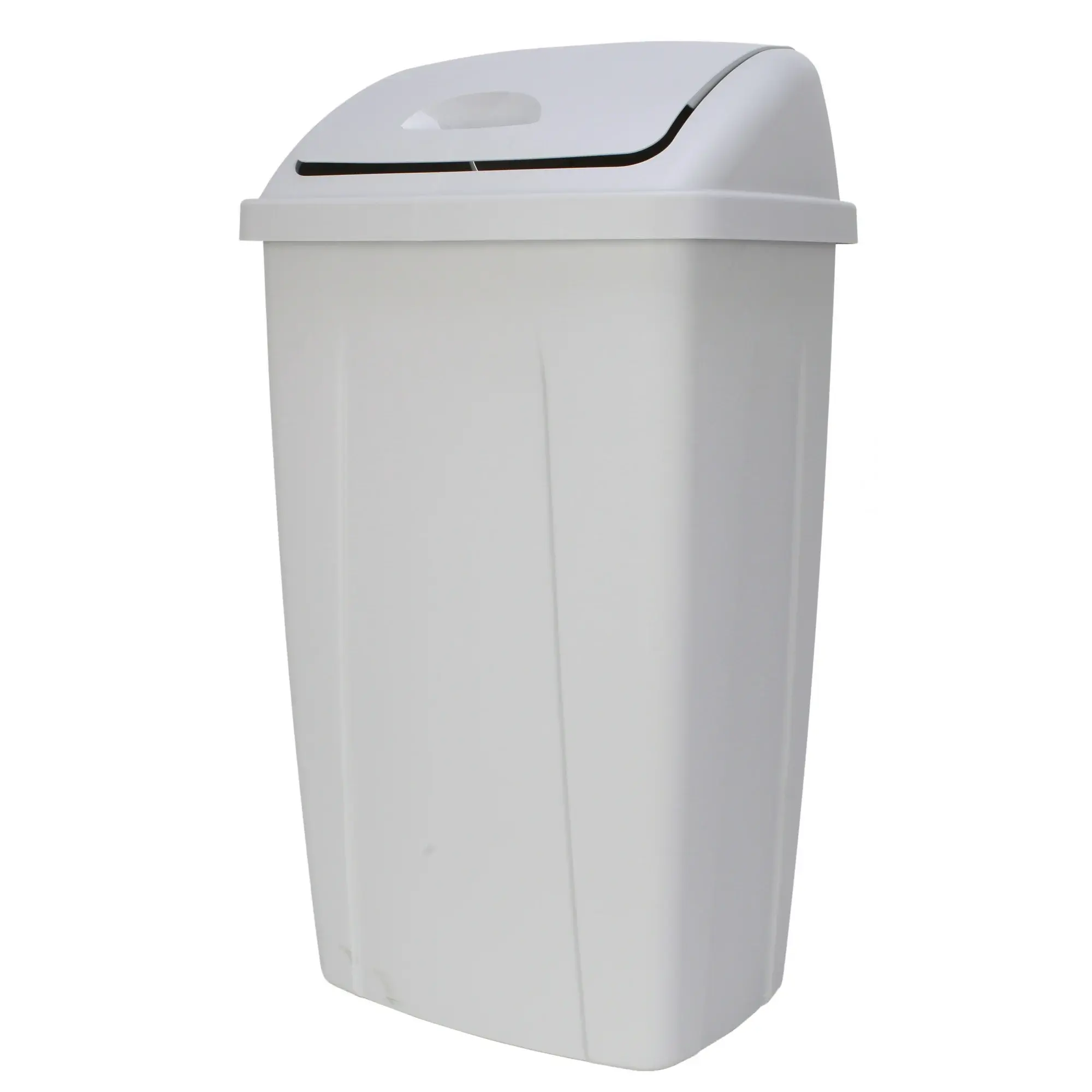 EasyClean 13-Gallon Kitchen Waste Bin with Swing Lid Gray Plastic Trash Can for Home Use 13 Gallon Capacity Swing Lid Design Durable Easy Maintenance