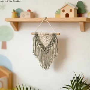1 Piece Macramé Wall Hanging — Bohemian-Style Wall Décor Tapestry — Classic Hand-Woven, Fringed Wall Art for Backgrounds and Headboards