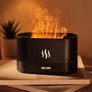 Flame Air Diffuser Aromatherapy Air Humidifier, 180ml Cool Mist Mini Humidifier Desktop Air Aroma Diffuser, Auto-Off Safety Switch Noiseless Aroma Diffuser for Home Office