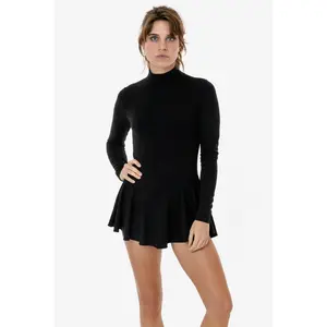 PON410 - Ponte Long Sleeve Mockneck Skirted Leotard
