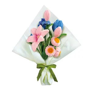 DIY Chenille Flower Bouquet Kit – Pink & Blue Mix