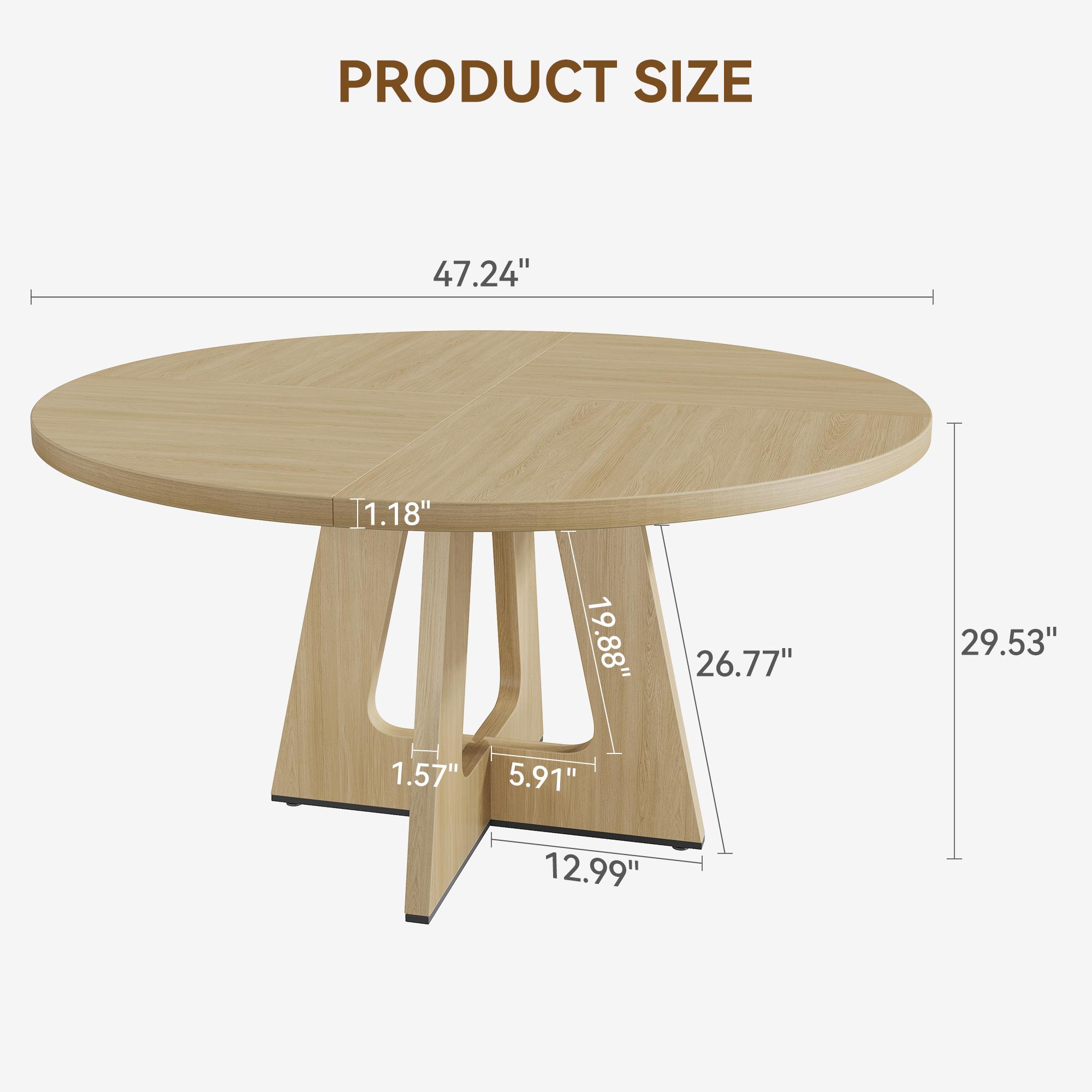 47" Round Space-Saving Dining Table Rustic Wooden Kitchen Table for 4 with Sturdy Pedestal Base Modern Farmhouse Style Multiple Ideal for Dining Room & Kitchen 120 cm Diameter 47" Round Space-Saving Dining Table Rustic Wooden Kitchen Table for 4 with Sturdy Pedestal Base Modern Farmhouse Style Multiple Ideal for Dining Room & Kitchen 120 cm Diameter