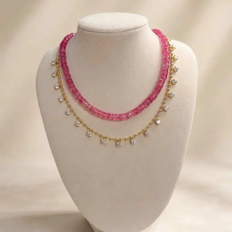 Natural Pink Tourmaline Necklace
