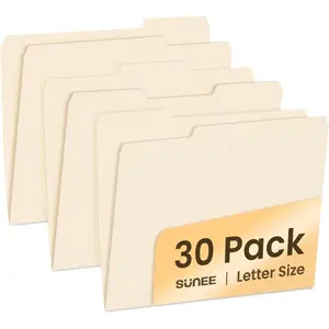File Folders, 30 Manilla Folders 8.5 x 11, 1/3 Cut Tab for Easy Labeling and Organization, Durable Standard Paper for, Office, School Filing