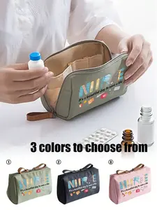 Featuring The "Nurse" Portable Empty Home Double Zipper First Aid Kit, Printed Empty Medicine Bags With Elements Such As Bandages, Multifunctional Travel Storage Bag. Camping, And Hiking. Storage Bags For Family And Friends During Holidays And Gatherings