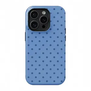 Blue Denim Polka Dot Minimalist Cellphone Casing - Double-Layer Protective Tech Accessory for iPhone 11,12,13,14,15,16,17, Camera-Safe Handheld Phone Accessory, Ideal Teenage Girls Gift