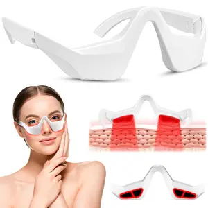 GlowTech Fundus Red Light Therapy Massager Glasses, Eye Face Led Red Light Beauty Instrument, Eye Massager, Eye Bag Remover, Relax Eye Fatigue, Eye Bag Face Cleanser