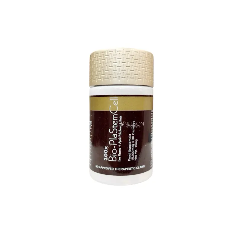100x Bio-PlaStemCell - Deer Placenta + Apple Polyphenol + Biotin Food Supplement - 15,000mcg x 30 Capsules