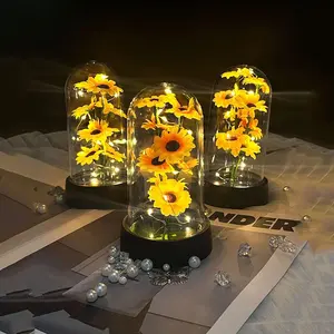 Sunflower Design Light Up Display Box, 1 Piece Battery Powered Flower Light Box without Battery, Decorative Ornament, Gift for Mom, Wife, Girlfriend