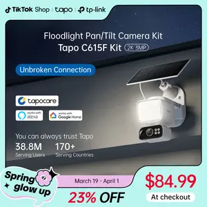 TP-Link & Tapo C615F Kit Solar Dimmable Floodlight 360° Pan/Tilt Security Camera Kit,2K 3MP  360° AI Tracking  Outdoor Wireless w/Solar Panel  Free Person/Vehicle Detection  Hack-Proof Security | Alexa & Google Home