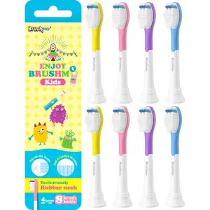 Brushmo for Kids Ages 7+ Extra Soft Replacement Toothbrush Heads Compatible with Philips Sonicare HX6042/94, Standard, 8 Pack