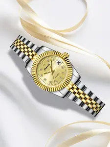 A ladies' gold alloy elegant and niche waterproof quartz watch