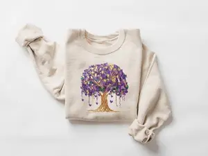 [Sale Up To 50%] Mardi Gras Tree Sweatshirt, Mardi Gras Bead Shirt, Bead Tree Shirt, Mardi Gras Shirt, Mardi Gras Sweatshirt, Mardi Gras Women Shirt, streetwear graphic tee