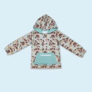 Light brown camouflage blue pocket baby boy hunting season hoodie top