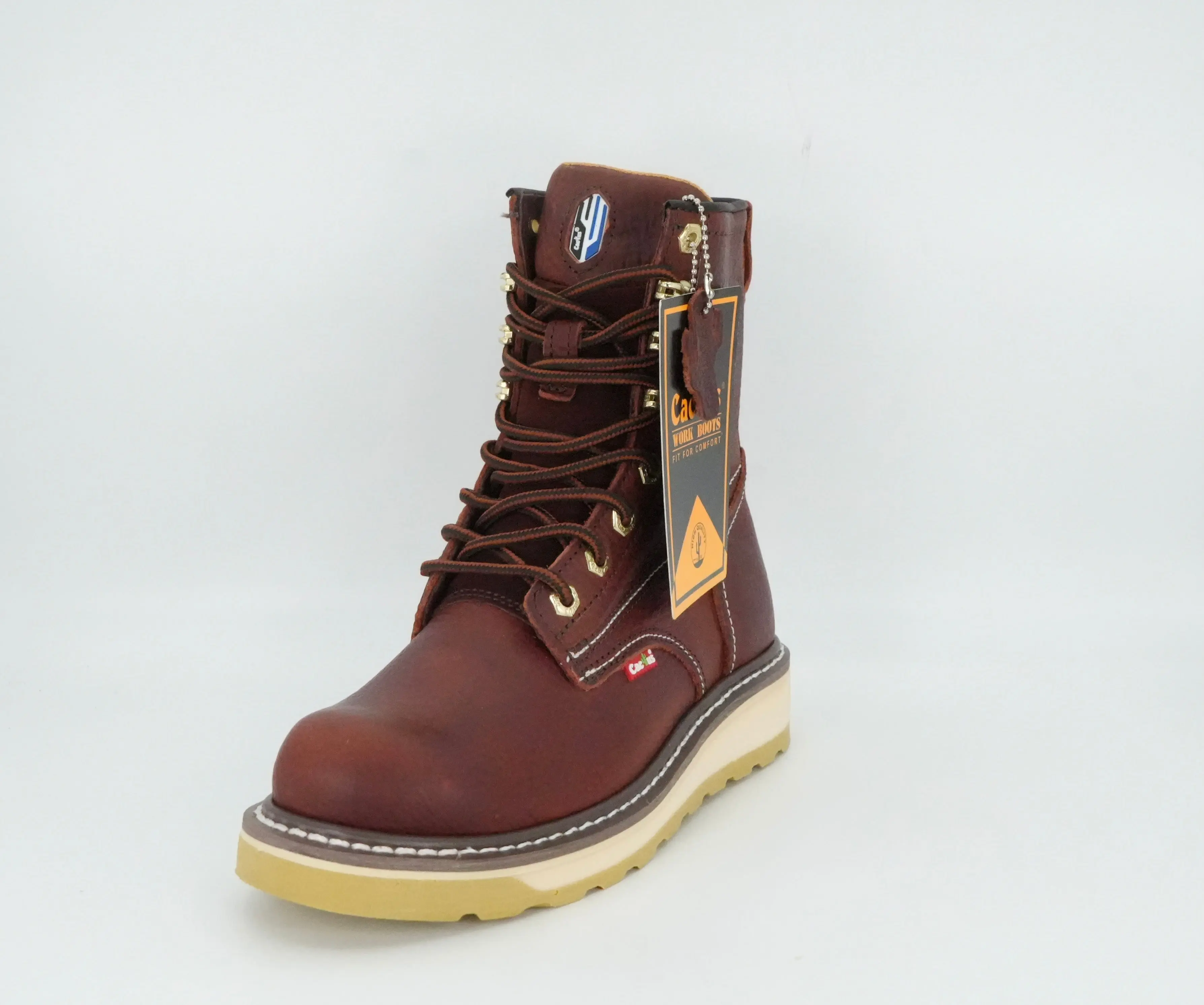 Cactus Men's Leather Lace Up Work Boot - Wine