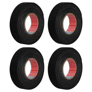 LXUUMMSWire Harness Tape 4 Rolls 200FT Black Adhesive Fabric for Electrical Wire Harnessing Noise Dampening Heat Proof