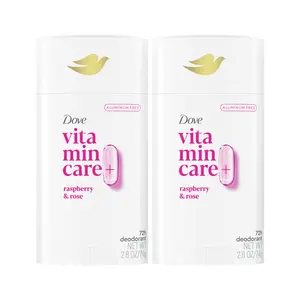 Dove Aluminum-Free Deodorant, VitaminCare+ Raspberry & Rose with Niacinamide & Vitamin E, 72H Protection, 2.6 Oz (Pack of 2)