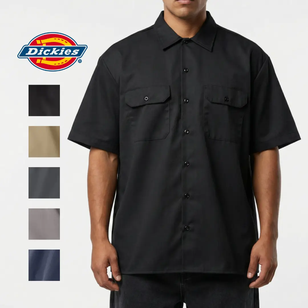 Dickies Men's Short Sleeve Work Shirt - Wrinkle Resistant & Moisture Wicking Plain Cotton Blend Twill with Generous Fit, Menswear, Shortsleeve, Matching, Casual
