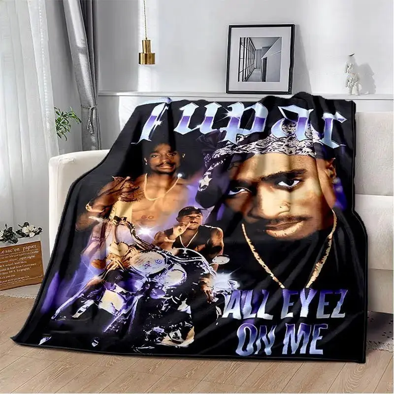 2PAC hip -hop singer fashion printed blanket warm bed blanket soft and comfortable blanket home travel blanket birthday gift-Warm plush feel