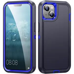 Phone Case 360° Full Protection For iPhone 17/16/15/14Plus/13/12Pro Max/17Air Protection Front Silicone Bumper Frosted PC Back Military Grade Shockproof Cover For