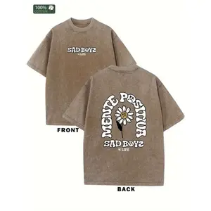 Digitex 230G Heavy Cotton Sad Boy Graphic Tee Unisex Retro Washed Tie Dye T-Shirt Fashion Streetwear Summer Shirt