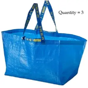 3 PC New Large IKEA Reusable Shopping Bag Laundry Tote Grocery Carrier Storage Plastic  Organizer - FRAKTA 19 GL 20KG