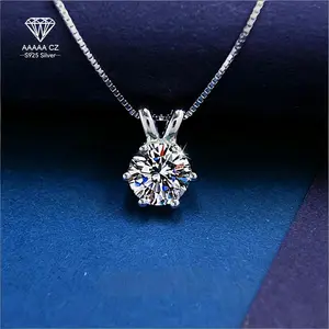 1 Carat 5A CZ Pendant Necklace - 925 Silver, Trendy, Elegant, Versatile - Women's Birthday Gift, Daily, Vacation, Party, Valentine's Day, Teacher's Day, Christmas, Halloween, Wedding Anniversary, Shining Jewelry,
