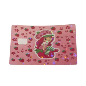 Sticker CARD fresita - Character Design with Strawberry Patterns, Pink Background, Ideal for Gifts and Decor