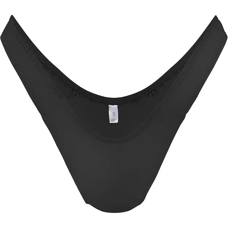Women's Cotton Breathable Hidden Gaff Shaping Briefs - Basic Black Thong Tucking Panties for Crossdressers, Transgender Individuals