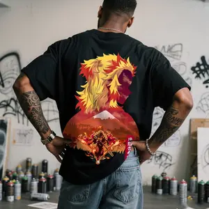 Demon Slayer Kyojuro Rengoku Unisex Summer outfits men streetwear 80s 90s graphic tees cotton Anime tank tops men gifts Breathable Casual Menswear