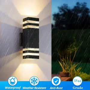 Outdoor Double-Head Wall Light with Plastic Shell, Up and Down Lighting, E27 Outdoor Waterproof Wall-Mounted Garden Lamp, Yard Lighting, Outdoor Landscape Lights