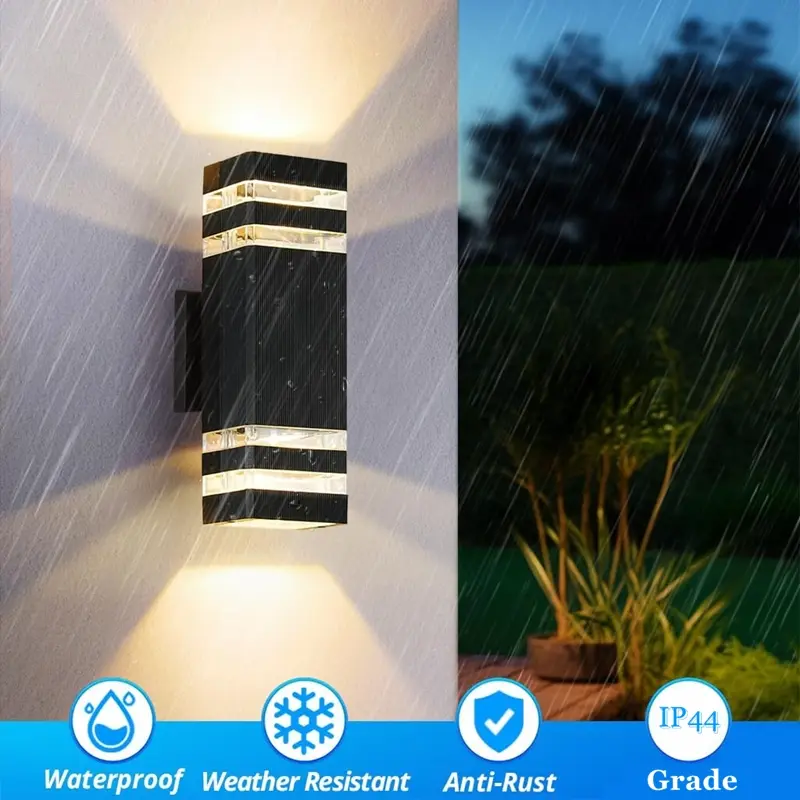 Outdoor Double-Head Wall Light with Plastic Shell, Up and Down Lighting, E27 Outdoor Waterproof Wall-Mounted Garden Lamp, Yard Lighting, Outdoor Landscape Lights, Outdoor Decorative Lights, Durable Waterproof Light