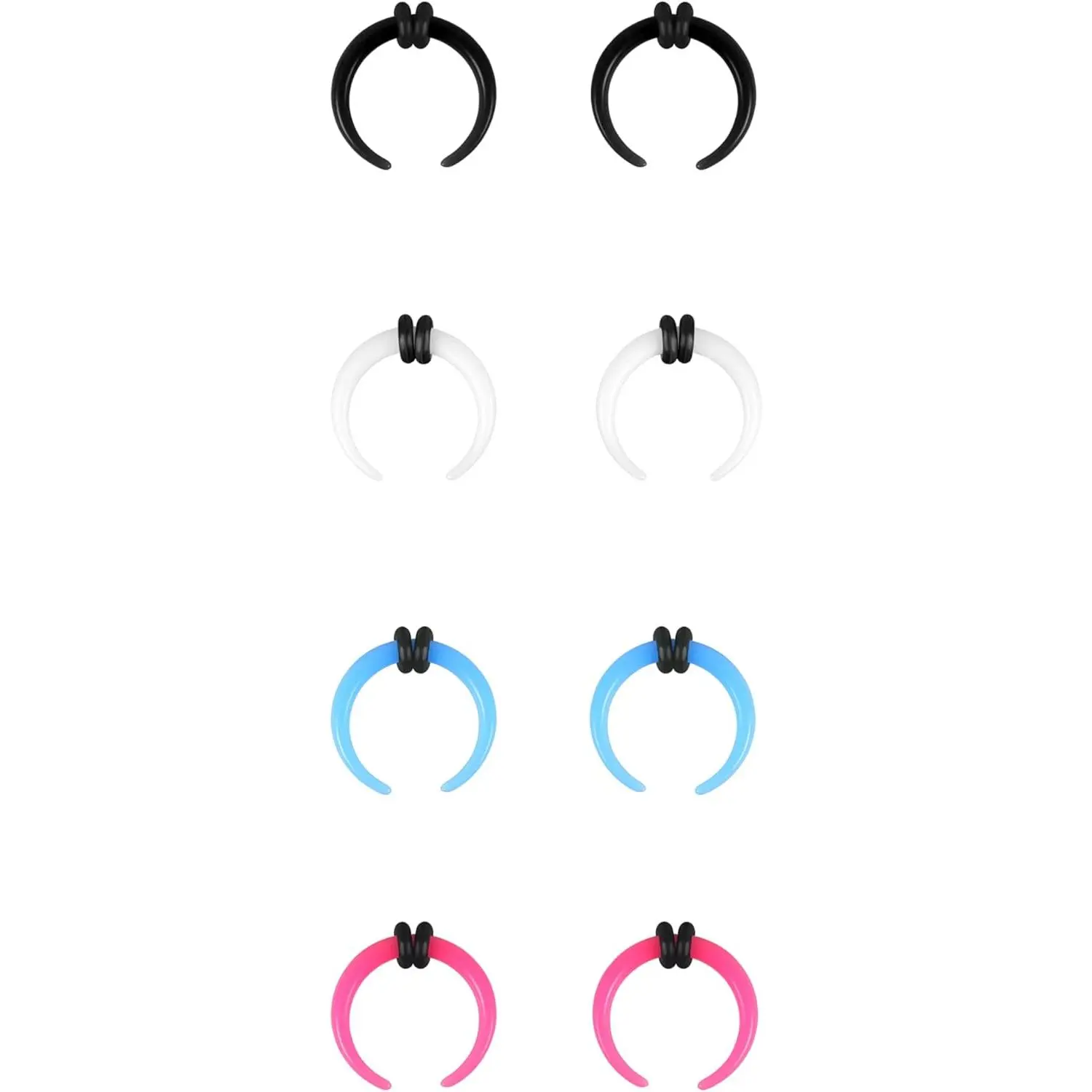 4 Pairs  Septum Taper Pincher Ring, 14G 12G 10G 8G 6G 4G 2G 0G 00G Buffalo Horseshoe Nose Ring Stretcher Expander for Stretching Pierced Nose Ear