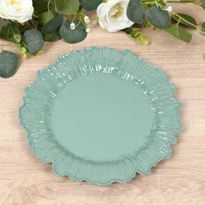 20-Pack 10" Plastic Dinner Plates – Dusty Sage Green Reef Design Party Plates – Elegant Disposable Tableware