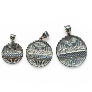 925 Sterling Silver Last Supper Round Pendant