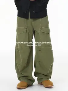 Inflation baggy pants Fashion American Style Multi-Pocket Work Pants Autumn New Trendy Retro Streetwear Cargo Pants Menswear Trouser