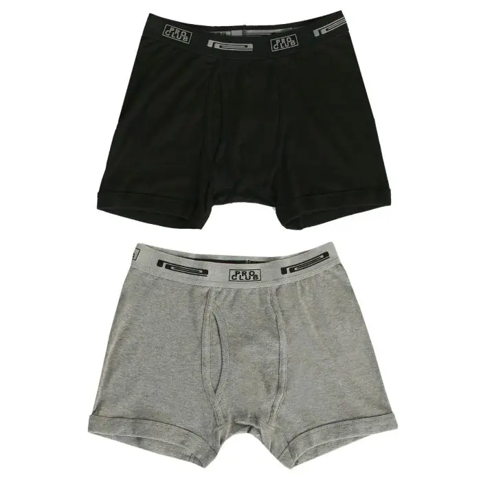 Pro Club Men's Boxer Briefs 2-Pack, Soft & Breathable Combed Ring-Spun Cotton, Classic-Fit with Non-Ride Up Leg