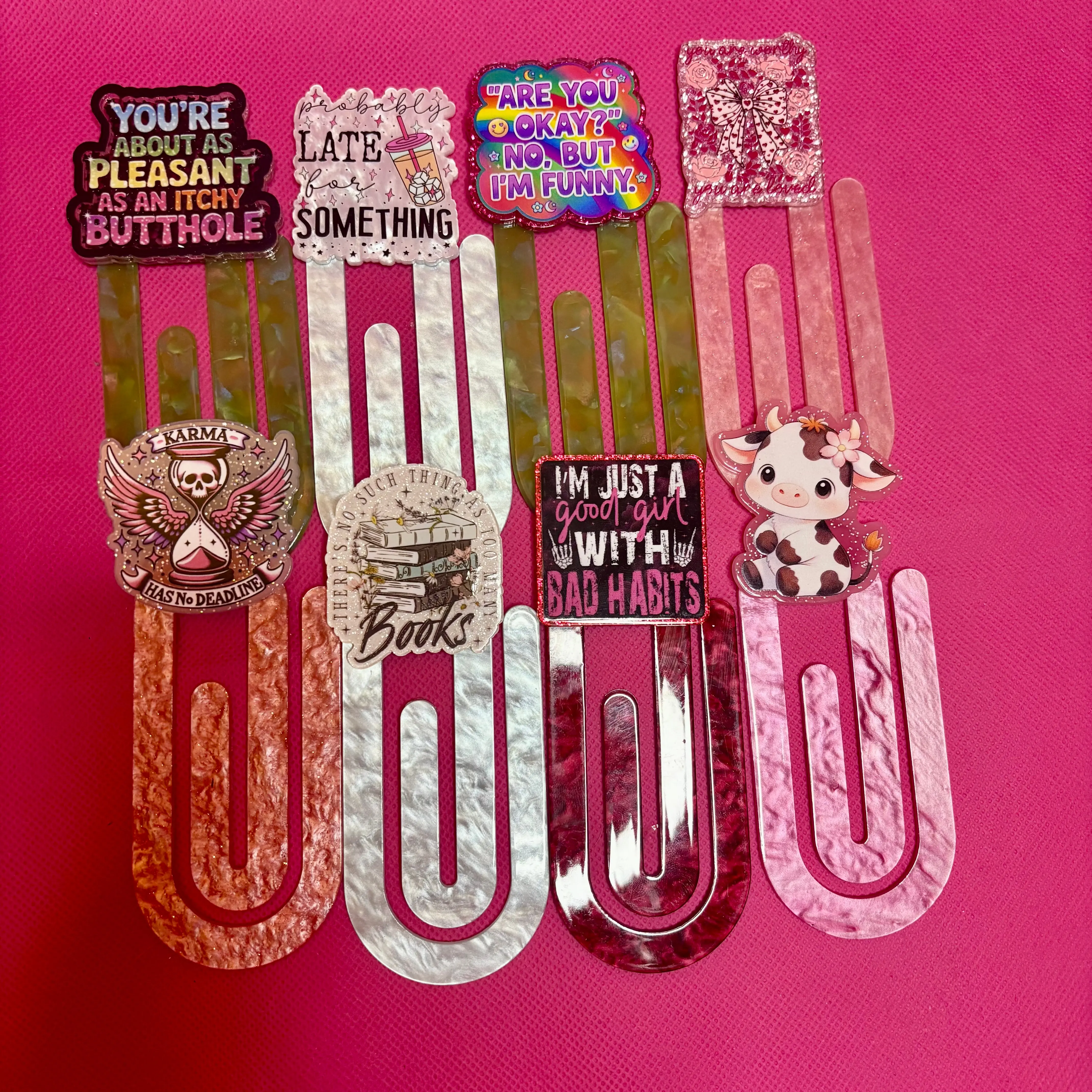 Acrylic Bookmark Paperclip | Oversized Bookmark for Books, Binders & Planners | Unique Designs