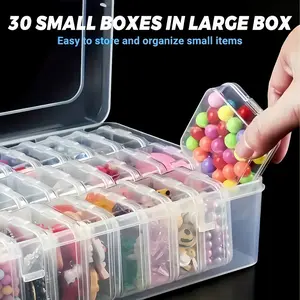 Qlastic Transparent Storage Box Set - Stackable Organizer for Jewelry, Beads, Rings & DIY Crafts | TikTok-Viral #OrganizationHack, Christmas Gift Wrapping Station, NYE Party Supply Keeper, Back-to-School Craft Storage - Portable Hardware & Accessories Con