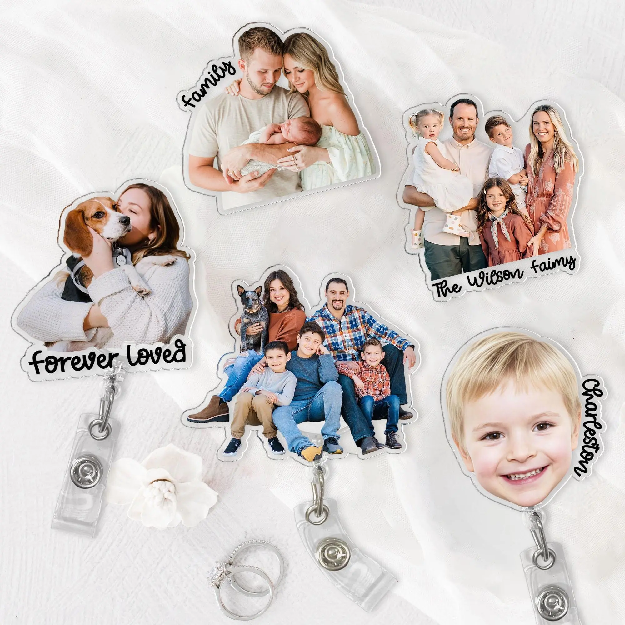 [SEND YOUR PHOTO VIA MESSAGE] Custom Photo Acrylic Badge Reel – Personalized Retractable ID Badge Holder, Custom Picture Badge Buddy, Nurse, Teacher & Medical Staff Gift