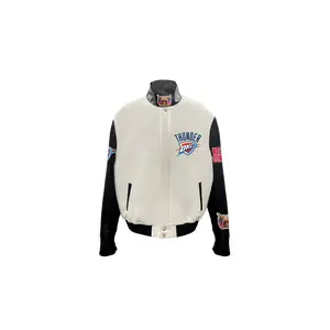 Oklahoma City Thunder Wool & Leather Varsity Jacket "White / Black" NBA 004WHTBLK OKC