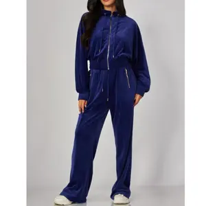 Velour Set Jacket and Pants in Rich - Soft Velour Fabric with Zipper Closure for Comfort and Style