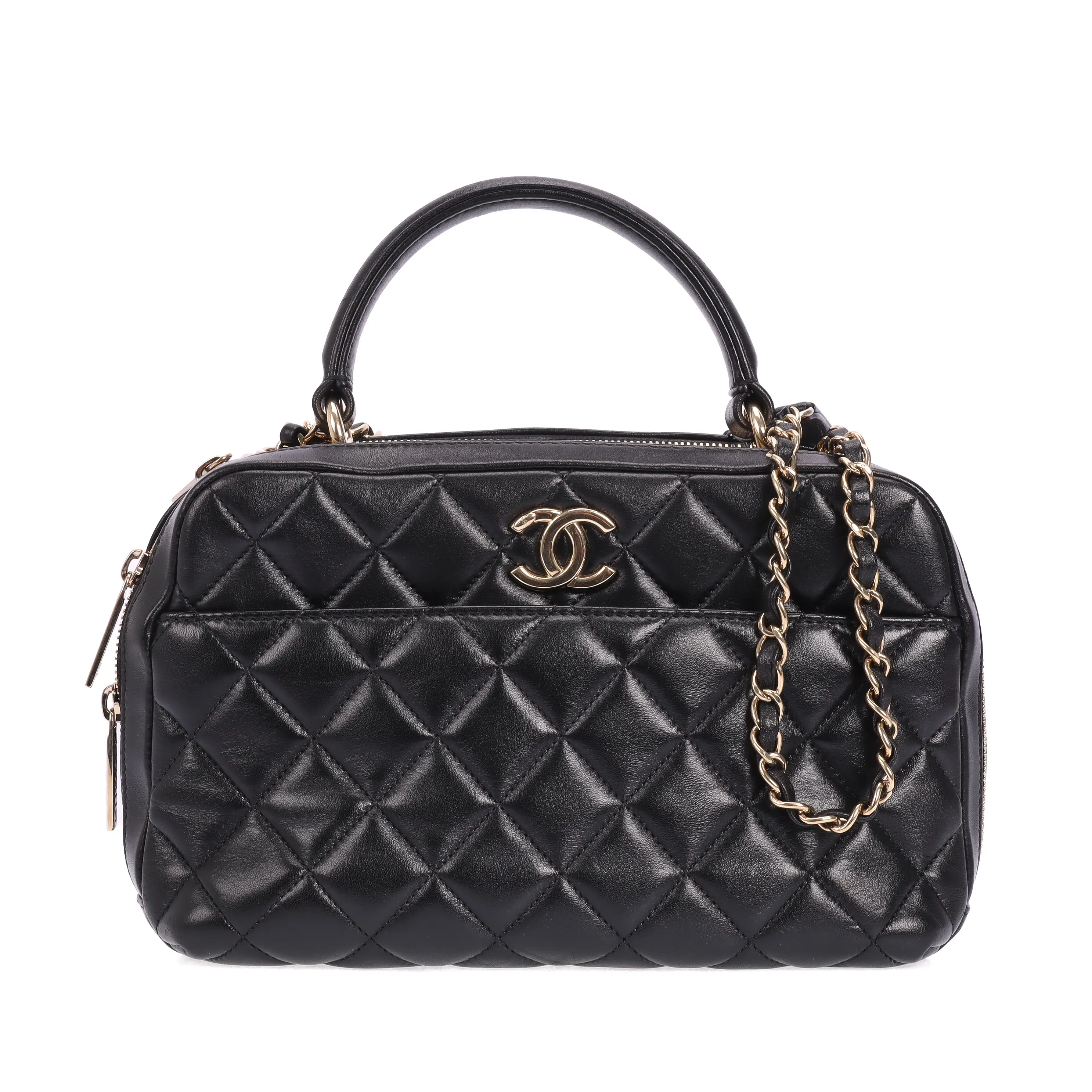 Pre-owned CHANEL Lambskin Shoulder Bags Trendy CC Bowling Black 34673033