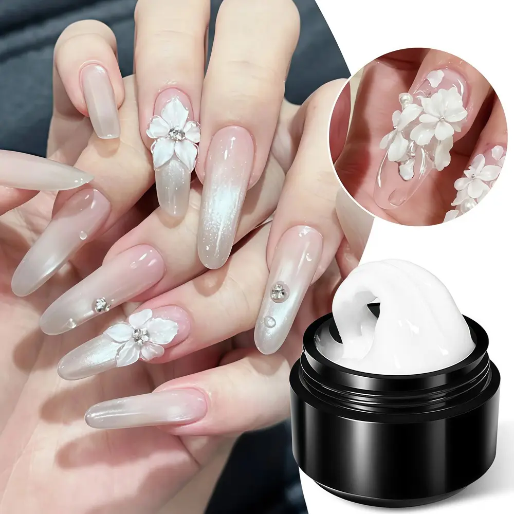 OsNailmall Non-Stick Solid Gel, Safe Formulation, 3D Gel Nail for Extended Nails, Nail Shaping & Builder Gel for DIY Manicure at Home, Clear Nail Extension Gel, Gel Nail Art