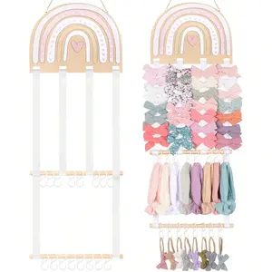 Oaoleer 1PCS Headband Holder Bow Holder For Girls Hair Bows, Rainbow Hair Accessories Organizer Storage Wall Hanging Display For Nursery Toddler Girls Room