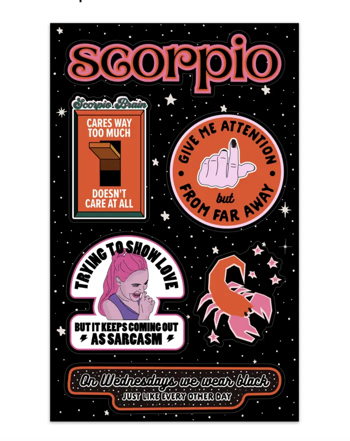 Astrology Sticker Sheet - Scorpio (October 23 – November 21)