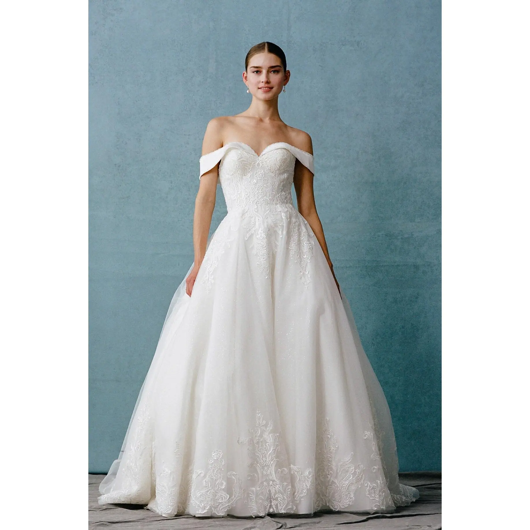 Stunning Ball Gown ,Off Shoulder Wedding Dress with Glitter Tulle